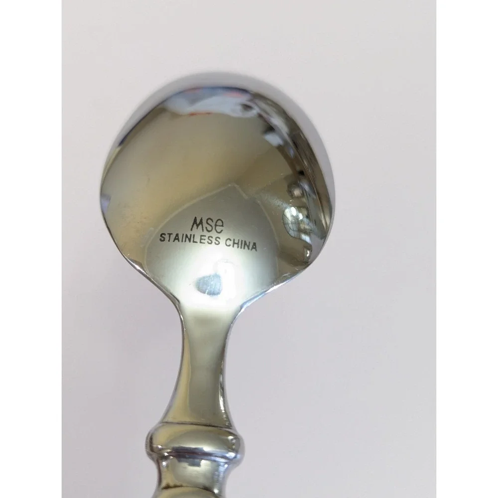 4 MSE Martha Stewart EMPIRE Stainless Flatware Soup Spoon Heavy Handle 7 7/8